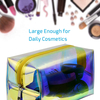 Stylish Large Iridescent Makeup Pouch Clear Hologram Clutch Cosmetic Pouch Pencil Case Custom Print Clear Holographic Makeup Bag