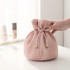 Traveling Hot Pink Lay And Go Makeup Bag Custom Logo Drawstring Cosmetic Bags PU Leather Make Up Toiletry Organizer For Women