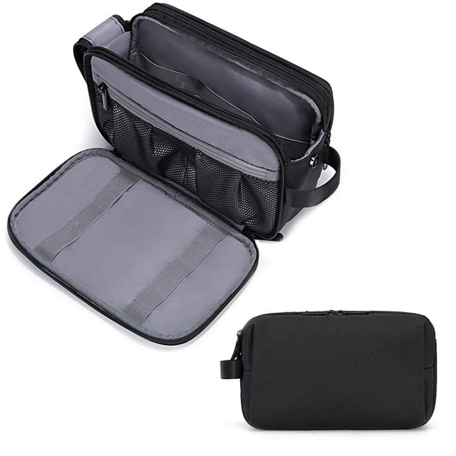 Black Water-resistant Carry Multifunctional Travel Organizer Makeup Bags Custom Pouch Bag Cosmetic Makeup Brush Bag for Men