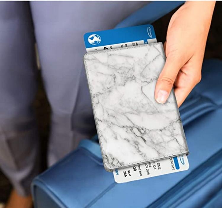 Premium vegan leather RFID blocking business cards credit cards passport holder travel wallet