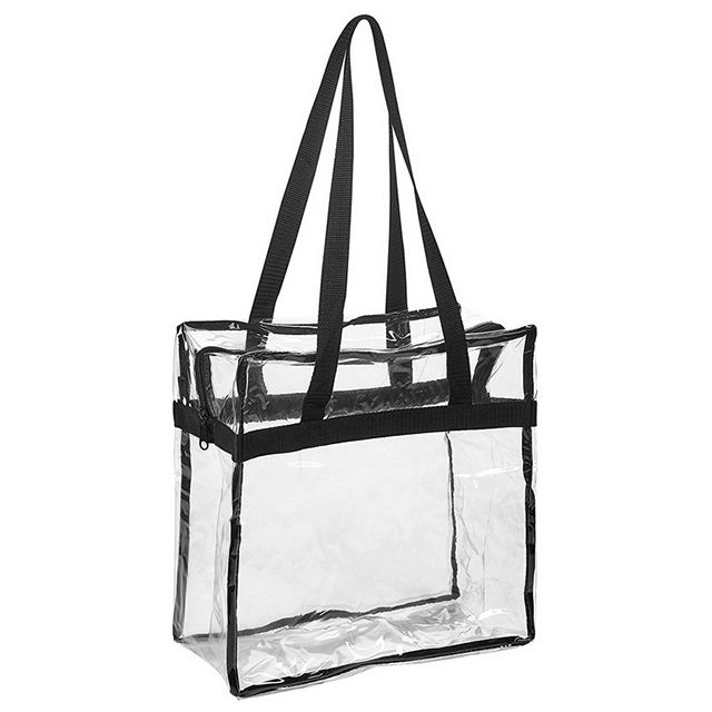 Zippered PVC Transparent Clear Tote Bag with Nylon Handle