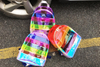 Women Fashion Waterproof Rainbow School Leisure PVC Teenage Ladies Laser Transparent Clear pvc Backpack Bag