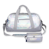 Waterproof Holographic PU Leather Children Travel Duffel Bag Set Kids Daily Gym Sport Tote Bag With Cosmetic Bag