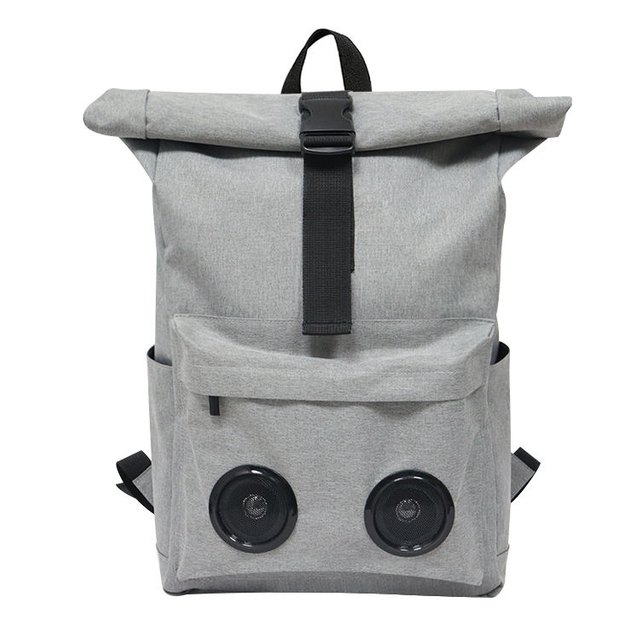 Personalised Custom Rolled Top Travel School Laptop Back Pack Bag Daypack Picnic Camping Rucksack Backpack with Speakers