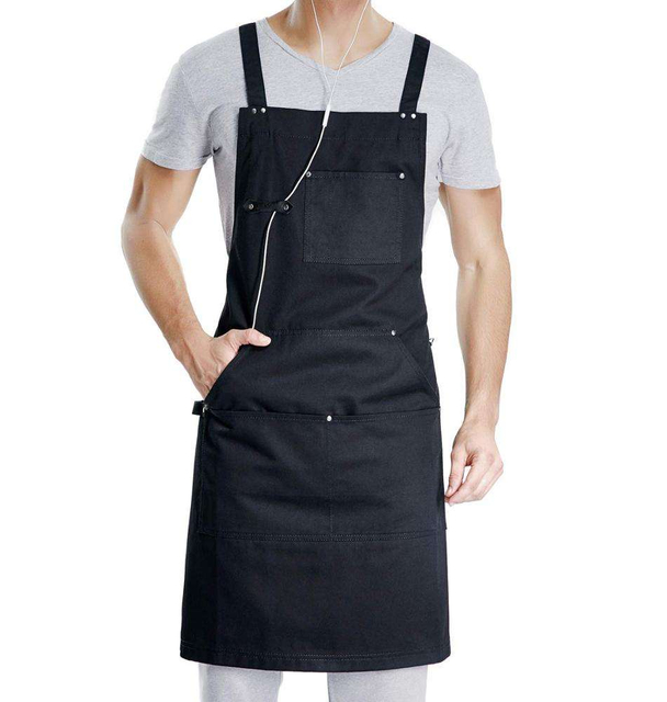 Professional Grade Chef Apron for Men Women,Bib Design for Kitchen Cooking BBQ Grill with Tool Pockets