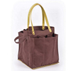 Large 7 Pockets Multi Purpose Grocery Canvas Shopping Tote Bag with Leather Handles