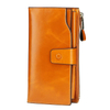 Rfid Blocking Bifold Pu Leather Crutch Wallets with Strap for Women Large Capacity Multi Card Wristlet Long Purse