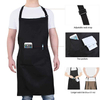 black cooking kitchen protective adjustable waterproof polyester aprons with 2 pockets for men women