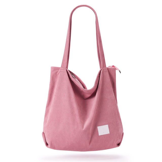 Women Corduroy Tote Bags Grocery Shoulder Bag for Lunch Travel Shopping Shopper Handbags
