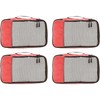 Multifunctional red women 4 piece mesh luggage shoe storage organizer bag set travel packing cubes for clothes