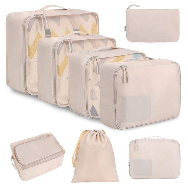 8 Pcs Set Lightweight Printing Luggage Suitcase Storage Organizer Cosmetic Pouch Fashion Travel Packing Cubes