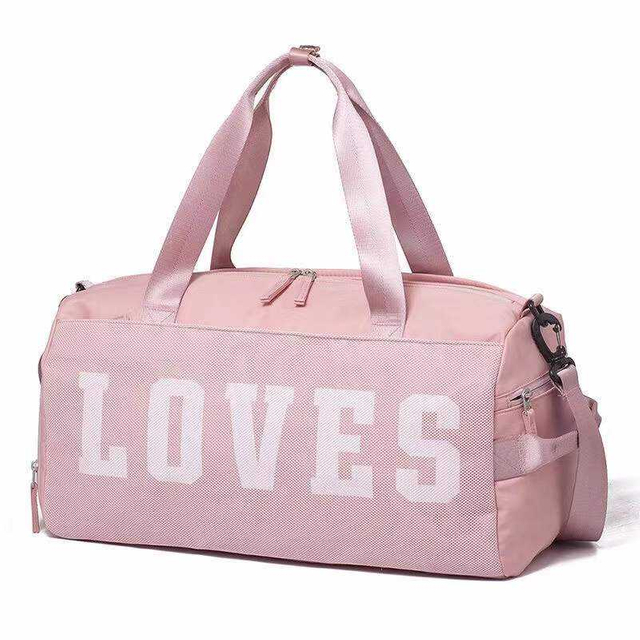 Custom Logo Pink Sports Gym Duffel Bag with Wet Pocket And Shoe Pouch Shoulder Weekender Travel Bag with Luggage Sleeve Women
