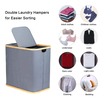 Double Laundry Hampers with Lids Collapsible with Detachable Laundry Bags, Dirty Clothes Basket with Handles for Toys Clothin