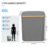 60L Collapsible Laundry Bamboo Hamper with Washable Laundry Bag, Waterproof Laundry Sorter for Bedroom, Toys and Clothing Orga