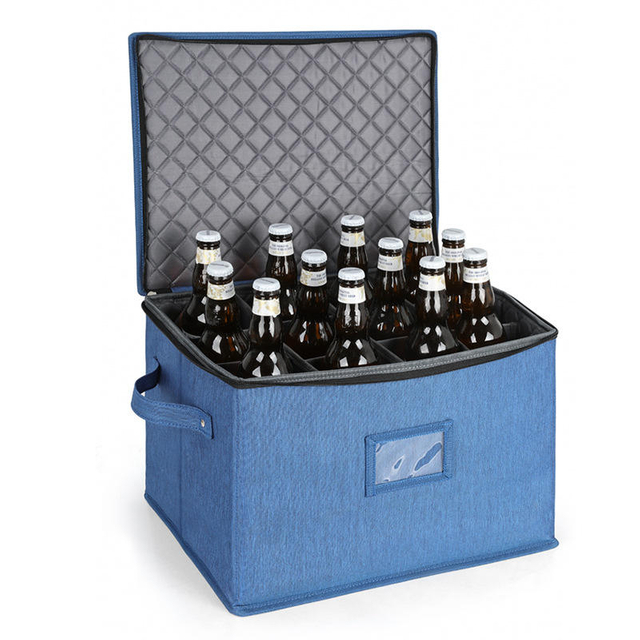 Large capacity car trunk organizer box portablew car wine carrier 12 bottles wine storage box for car