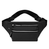 Custom Logo Black Leather Crossbody Fanny Pack for Men Waterproof Fashion Waist Pack for Traveling Casual Running