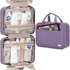 Purple Waterproof Polyester Hangable Cosmetic Bags Travel Toiletry Bag Makeup Organizer Make Up Storage Holder With Hanging Hook
