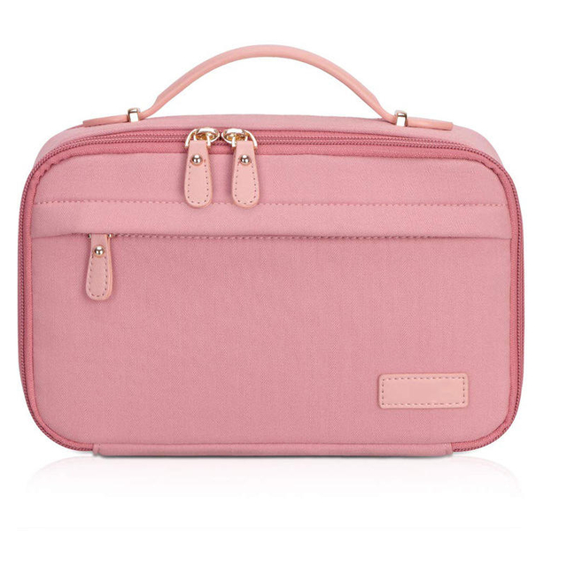 Multifunctional Portable Pink Travel Makeup Tool Organizer Custom Make Up Bags Toiletry Bag For Women With Handle