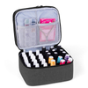 Customized Two Layers Cosmetic Vanity Soft Padded Manicure Tools And Nail Polish Organizer Bag Carrying Bottles
