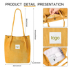 New Design Portable Carry on Shoulder Shopping Corduroy Bags for Women Customized Logo Cheap Corduroy Tote Bag