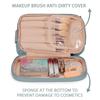 Double Layer Travel Brush Compartment Makeup Bag for Women Makeup for Bathroom Portable Blue Large Capacity Cosmetic Bag