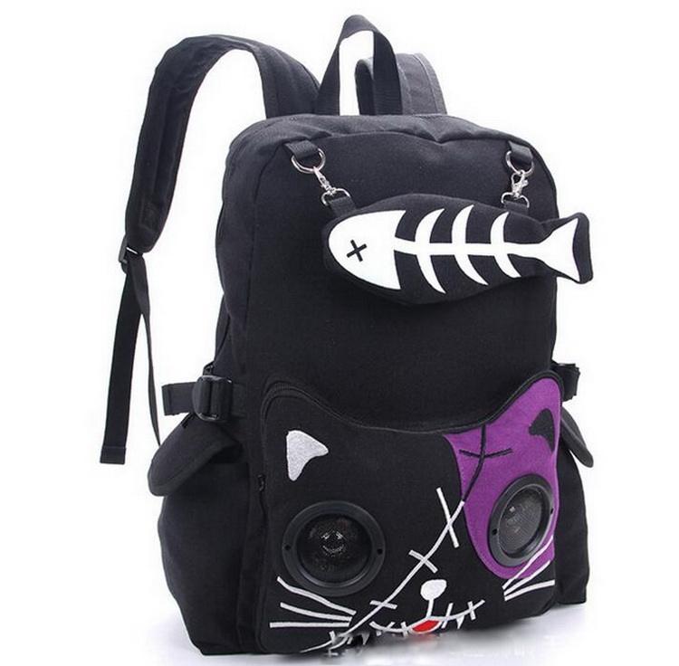 Canvas notebook laptop school speaker backpack cycling daypack for girls