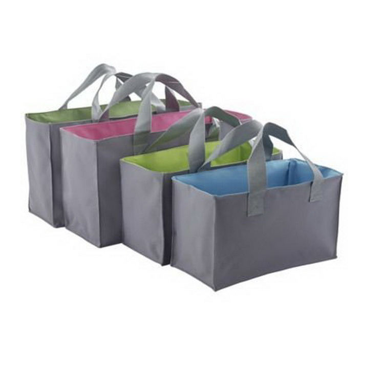Custom foldable joint handled shopping tote bags for supermarket trolley