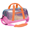 Custom Waterproof Foldable Travel Sport Iridescence PU Duffle Bag Gym Carry On Shoulder Bag Overnight Duffel Bag Leather