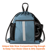 Drawstring Backpack Bag With Shoe Compartment Black Gym Sports String Backpack With Mesh Water Bottle Holders