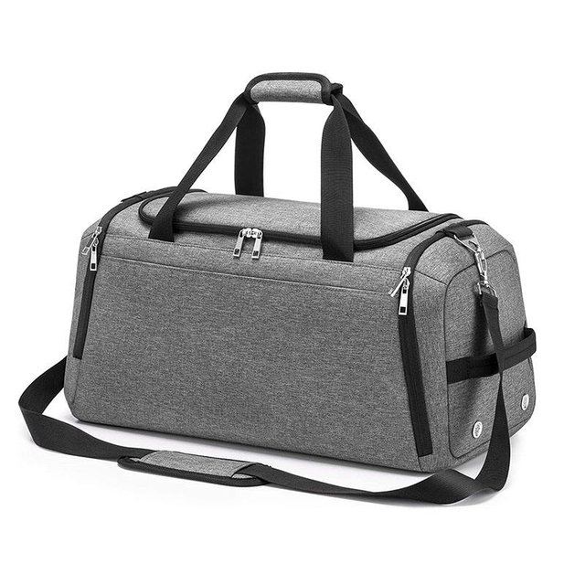 Gray Unisex Women Men Large Capacity Spend The Night Tote Shoe Compartment Travel Duffel Bag Weekender Bag