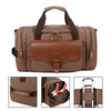 Stylish 17.3 Inch Leather And Canvas Travel Duffle Bags with Luggage Sleeve 26L Weekender Overnight Carryon Hand Bag for Men