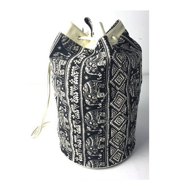 Custom Round Canvas Drawstring Sailor Backpack Barrel Drawstring Duffle Bag