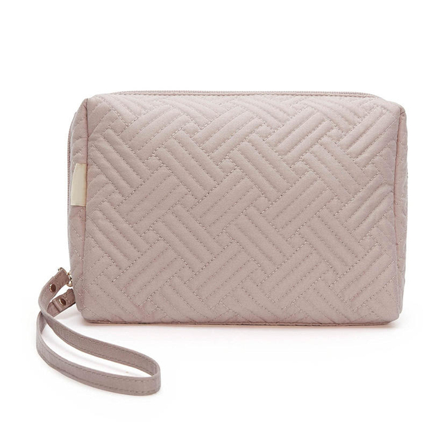 Pretty Ladies Toiletry Make Up Bag Luxury Light Pink Women Makeup Pouch Zipper Bag For Daily Travel
