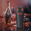 Promotion Custom Logo 1 Bottle Felt Wine Tote Bag, Portable Wine Carrier Bag with Leather Handle
