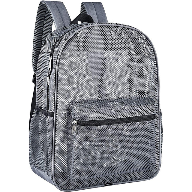 Mesh Fabric with Fillings for Backpack Mesh Clear Backpacks School See Through Mesh Backpack with Logo