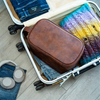 Customized PU Leather Folding Toiletry Shaving Dopp Kit Storage Bag Bathroom Organizer Cosmetics Travel Bag