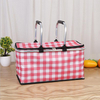 Outdoor Plaid Oxford Insulated bag Picnic Cooler Bag Basket With Large Capacity