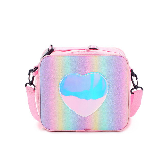 Amzon's Hot Sales New Glitter Laser Lunch Bag Rainbow Color Thermal Picnic Girly Simple One Shoulder Cooler Bag
