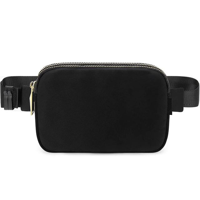 Black Fanny Pack for Women Men Fashion Crossbody Waist Pouch Bag with Adjustable Strap
