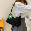 New Designer Custom Sling Tote Inclined Shoulder Bag with PU Shoulder Strap Wrinkle Puffer Tote Bag Women Girls