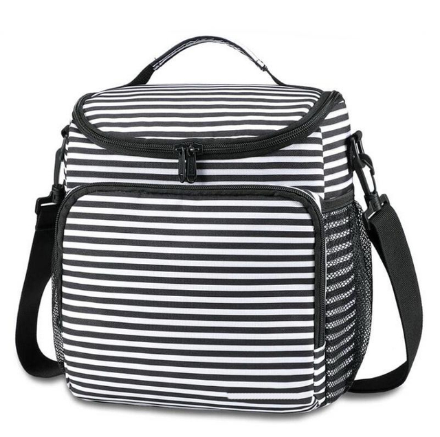 Luxury Striped Picnic Camping Insulation Bags Adult Women Insulated Lunch Cooler Bag for School Office Travel
