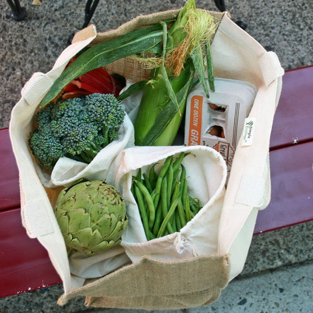 100% certified organic cotton reusable grocery shopping net bag