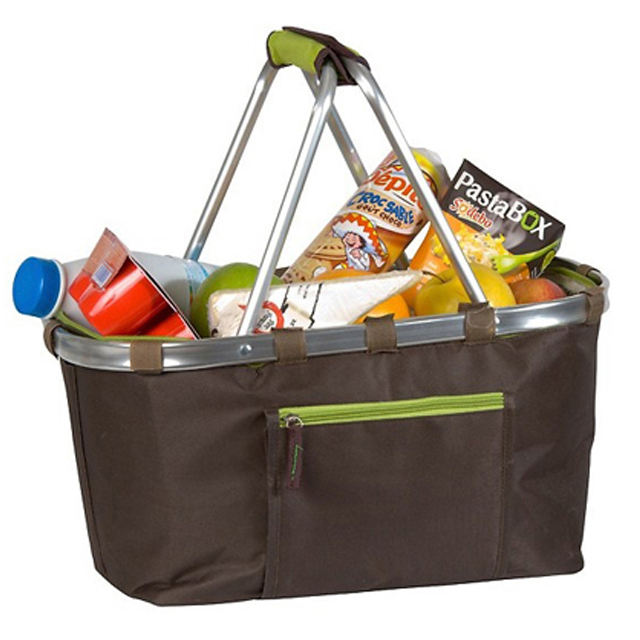Food grade Aluminum framed PEVA Lining foldable collapsible picnic cooler basket tote bag