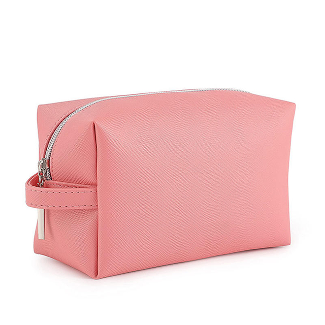 Wholesale Custom PU Leather Cute Pink Ladies Cosmetic Makeup Bag For Travel Daily Promotion