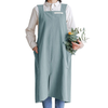 Women Girls Vintage Cute Japanese Gardening Works Cross Back Cotton Linen Pinafore Dress Smock Cooking Makeup Waist Apron
