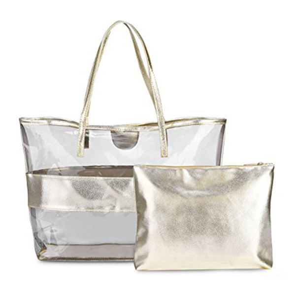 Stylish Transparent PVC PU Clear Tote Bags for Women ,beach Tote Bag Set