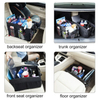Travel Car Seat Storage Organizer with Adjustable Divider, Portable Collapsible Front Back Floor Trunk Cargo Box with Holder