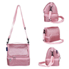 Waterproof Glitter PU Leather Double Compartments Insulated Cooler Lunch Bag With Detachable Shoulder Strap