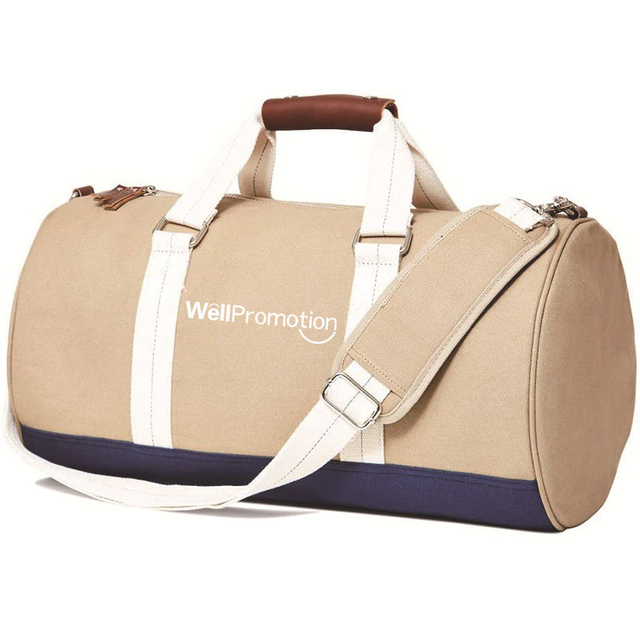 Large Capacity Canvas Cotton Duffel Bag Logo Custom Printed Travel Duffel Bag for Sports