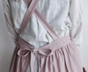 Cute Pinafore Dress with Long Waist Ties Cotton Line Japanese H Back Smock Bib Kitchen Cooking Baking Pink Aprons Adults